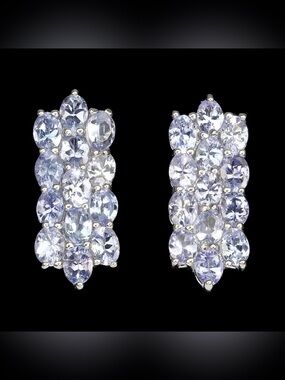 Stunning Natural Blue Violet Tanzanite Latch Back Earrings 925 Sterling Silver
